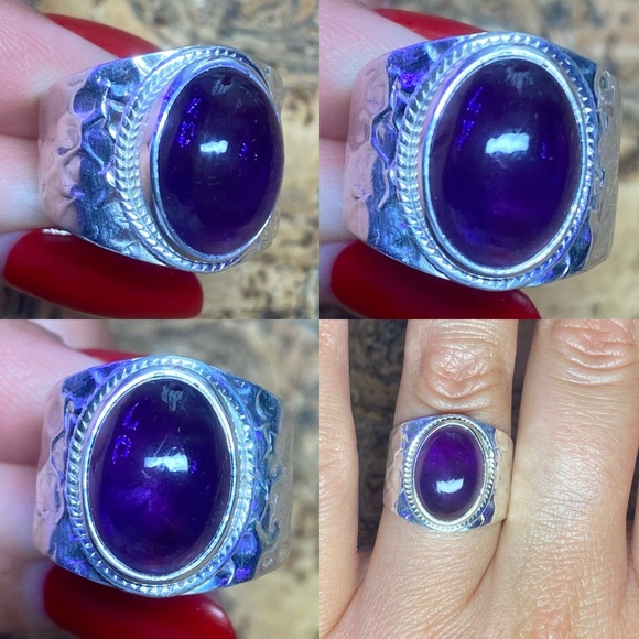 [BRAND NEW] Handmade .925 Sterling Silver Women’s Amethyst Ring Size 8 - Picture 1 of 11